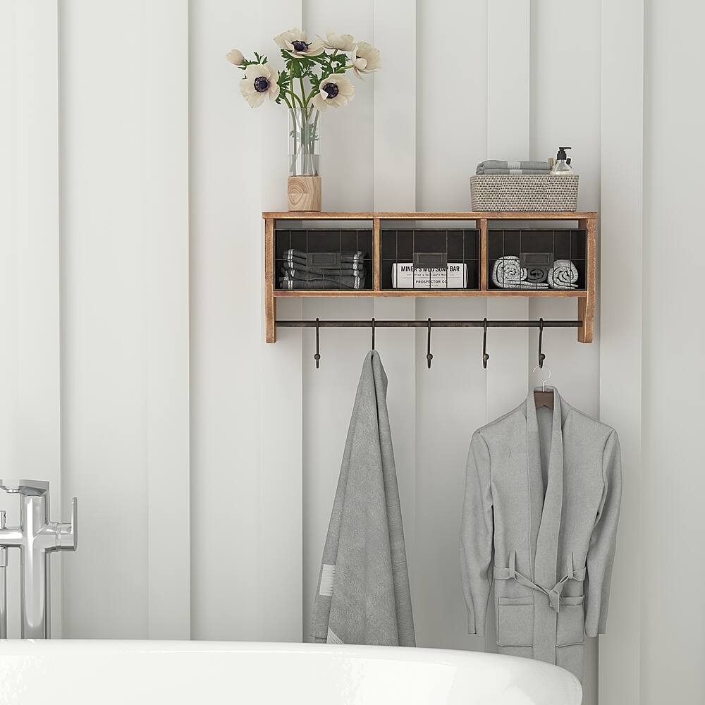 Alt View 15. Alamont Home - Daly 23.5"W x 5.5"D x 9.25"H Coat Rack - Rustic Brown.