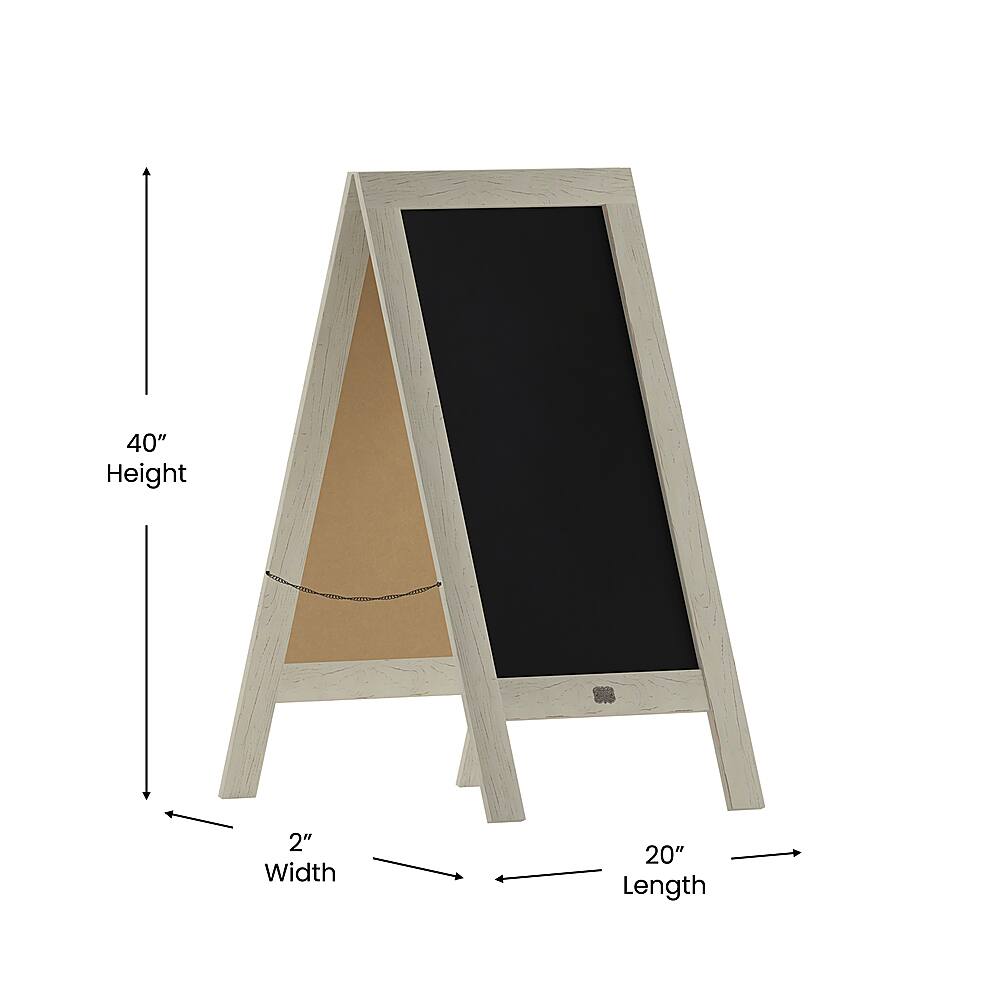 Alt View 14. Alamont Home - Canterbury 20"W x 2-26"D x 40"H Magnetic A-Frame Chalkboard - Solid White.