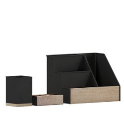 Flash Furniture - Comerford 9.75"W x 6"D x 7.25"H Desk Organizer - Black - Front_Zoom