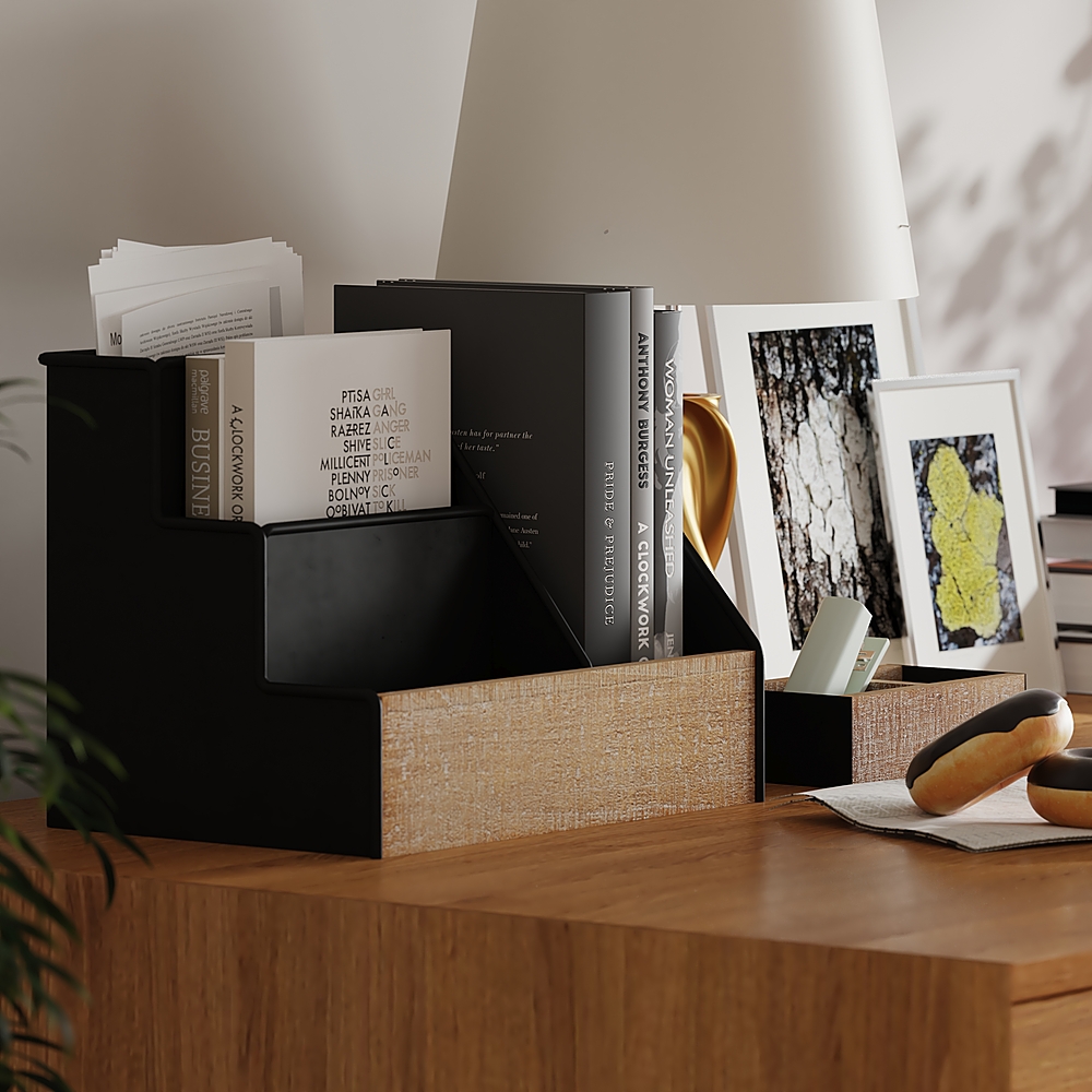 Alt View 13. Alamont Home - Comerford 9.75"W x 6"D x 7.25"H Desk Organizer - Black.