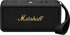 Front. Marshall - Middleton Portable Bluetooth Speaker with Rugged Waterproof / Dust-proof Wireless Design - Black and Brass.
