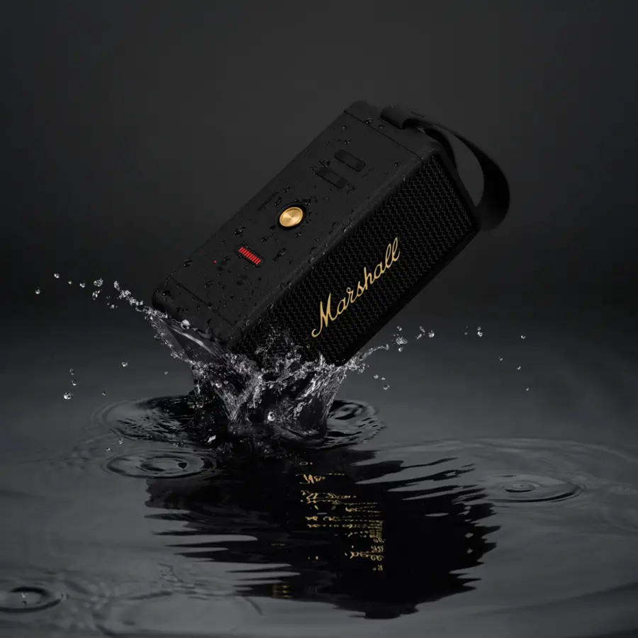 Alt View 18. Marshall - Middleton Portable Bluetooth Speaker - Black/Brass.