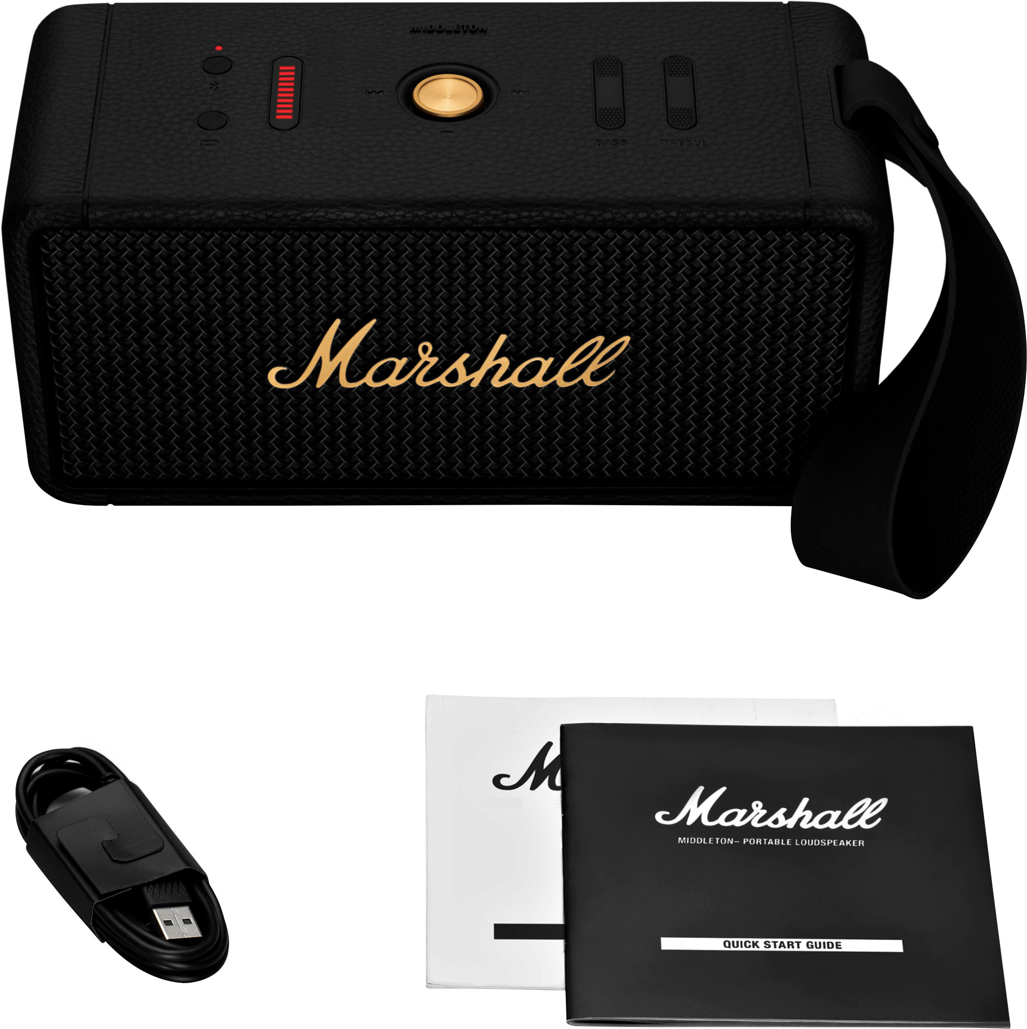 Marshall MIDDLETON BLUETOOTH PORTABLE SPEAKER Black/Brass 1006034 - Best Buy