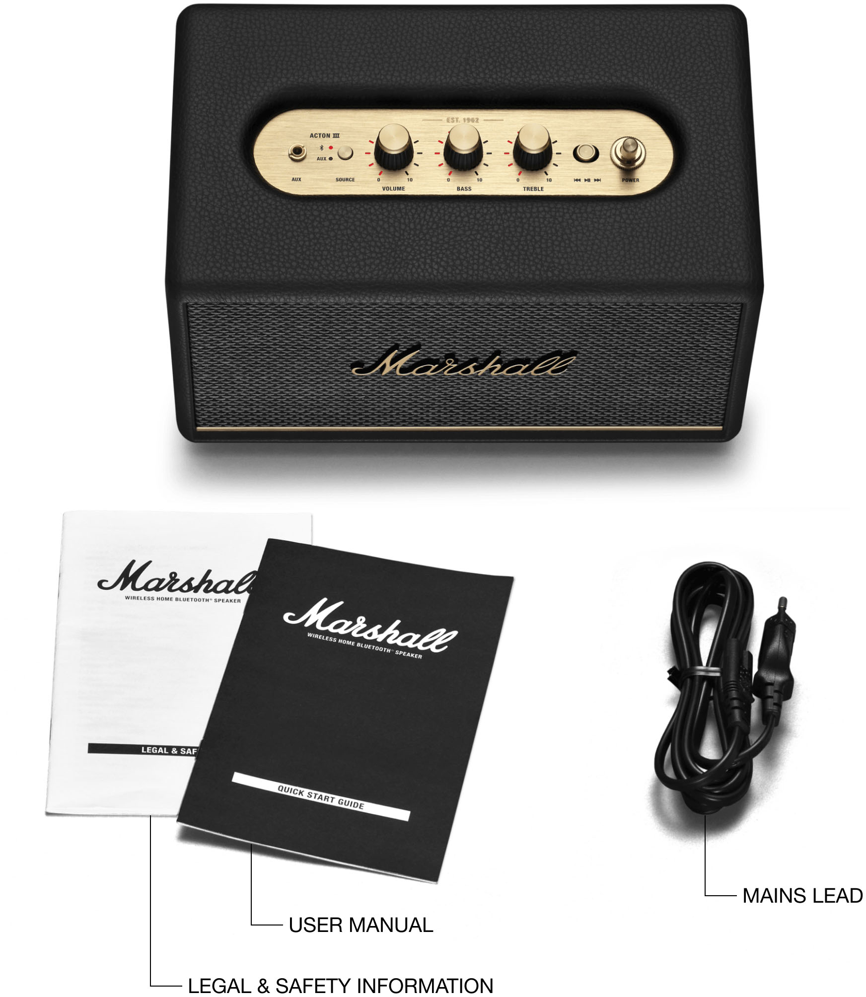 Speaker Acton 1006008 Black III Marshall - Bluetooth Best Buy