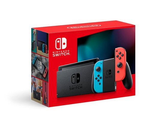 Front. Nintendo - Geek Squad Certified Refurbished Switch with Neon Blue and Neon Red Joy‑Con.