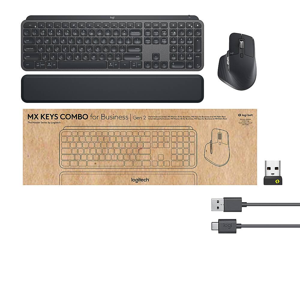 Alt View 19. Logitech - MX Keys Combo for Business Full-size Wireless Keyboard and Mouse Bundle for Windows/Mac/Chrome/Linux - Graphite.