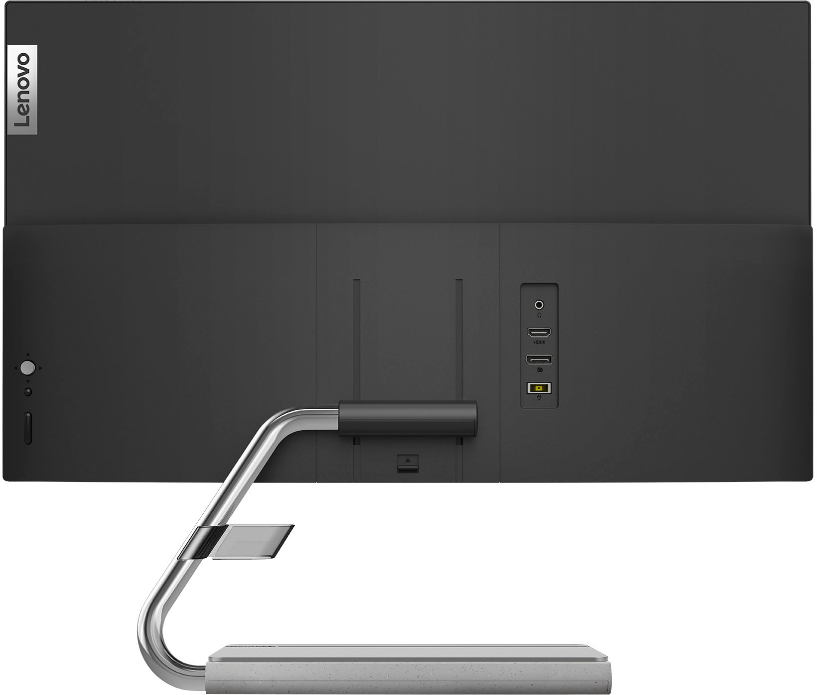 Back View: Lenovo - Q24i-20 23.8" IPS LED FHD FreeSync Monitor (HDMI, DP) - Black
