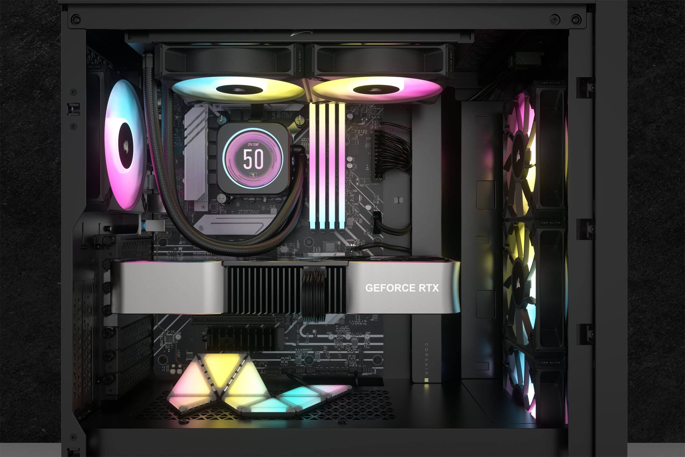 Alt View 14. CORSAIR - iCUE H100i ELITE LCD XT 120mm Fans + 240mm Radiator Liquid Cooling System with IPS LCD Screen - Black.