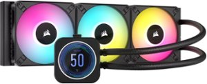 CORSAIR - iCUE H150i ELITE LCD XT 120mm Fans + 360mm Radiator Liquid Cooling System with IPS LCD Screen - Black - Front_Zoom