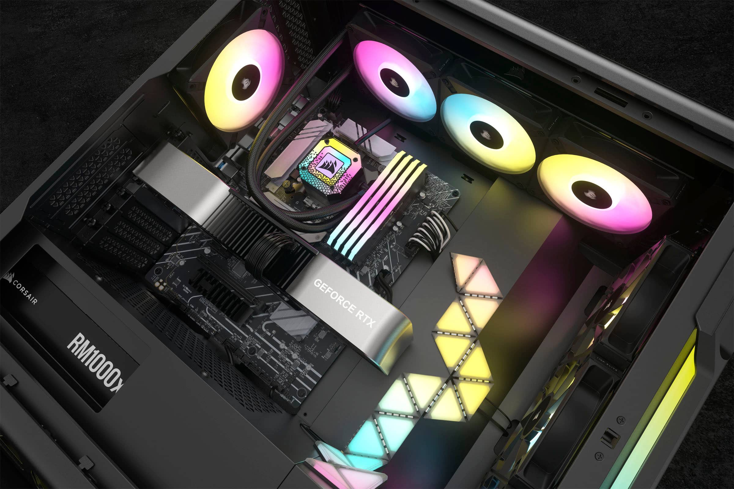 Alt View 21. CORSAIR - iCUE H150i ELITE CAPELLIX XT 120mm Fans + 360mm Radiator Liquid Cooling System with ultra-bright CAPELLIX RGB LEDs - Black.