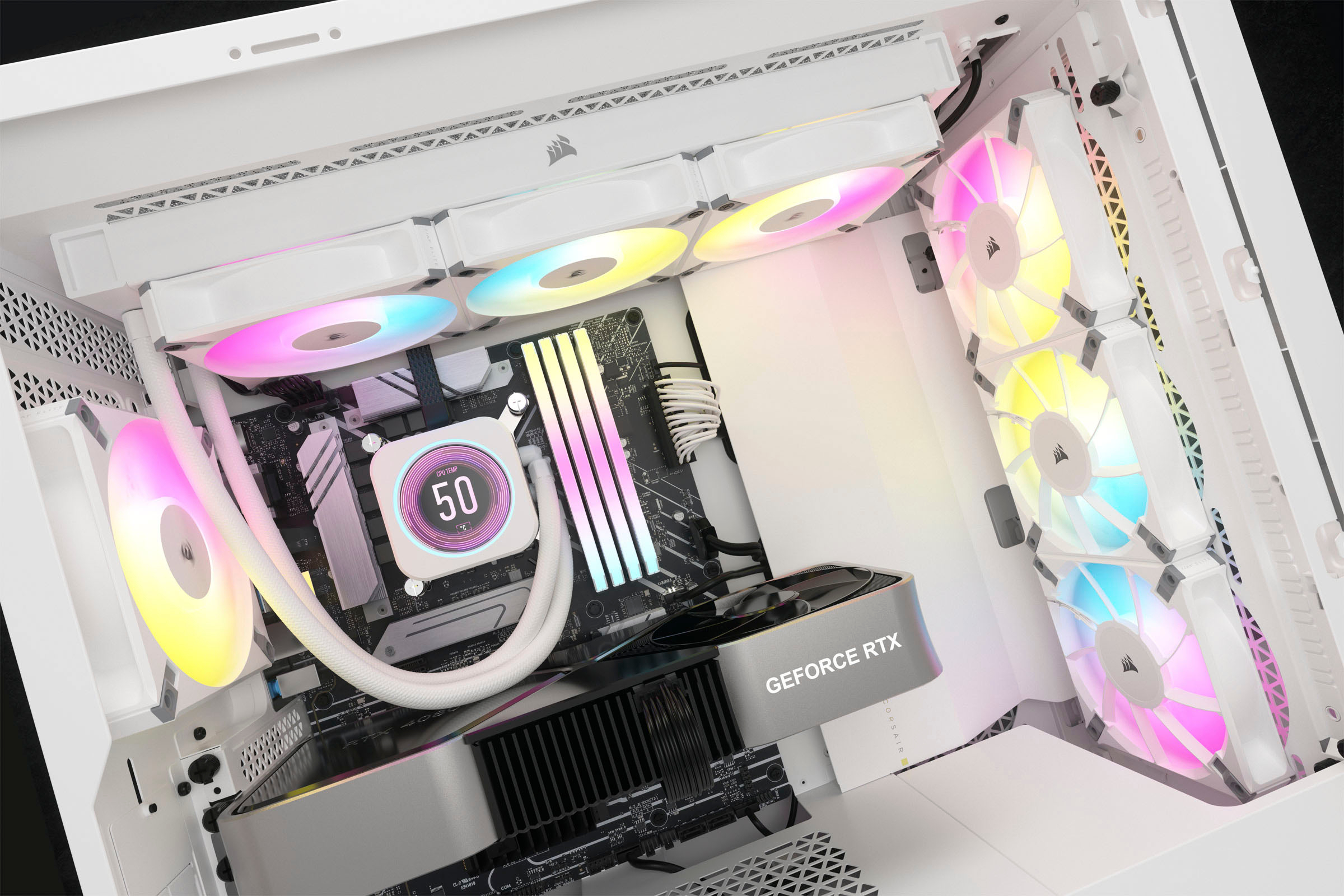 CORSAIR iCUE LINK H150i QX RGB LED 360mm Radiator CPU Liquid Cooler (3  120mm Core Fans) with 2.1 IPS LCD Screen White CW-9061010-WW - Best Buy