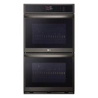 LG - 30" Smart Built-In Electric Convection Double Wall Oven with Air Fry - Black Stainless Steel - Front_Zoom
