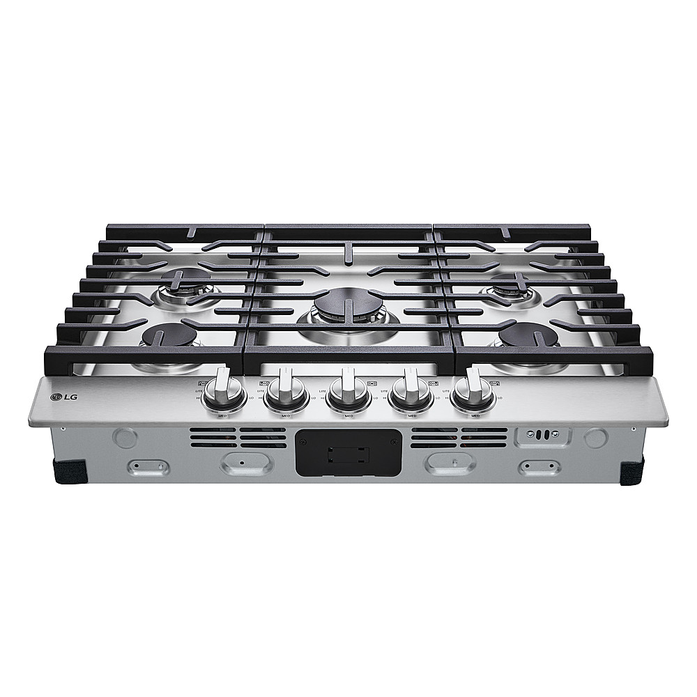 Angle View: LG - 30" Built-In Gas Cooktop with 5 Burners and EasyClean - Stainless Steel