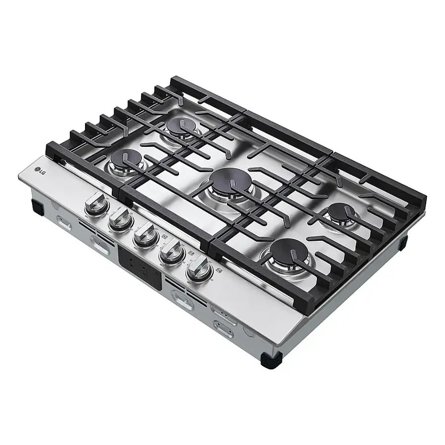 Alt View 15. LG - 30" Built-In Gas Cooktop with 5 Burners and EasyClean - Stainless Steel.