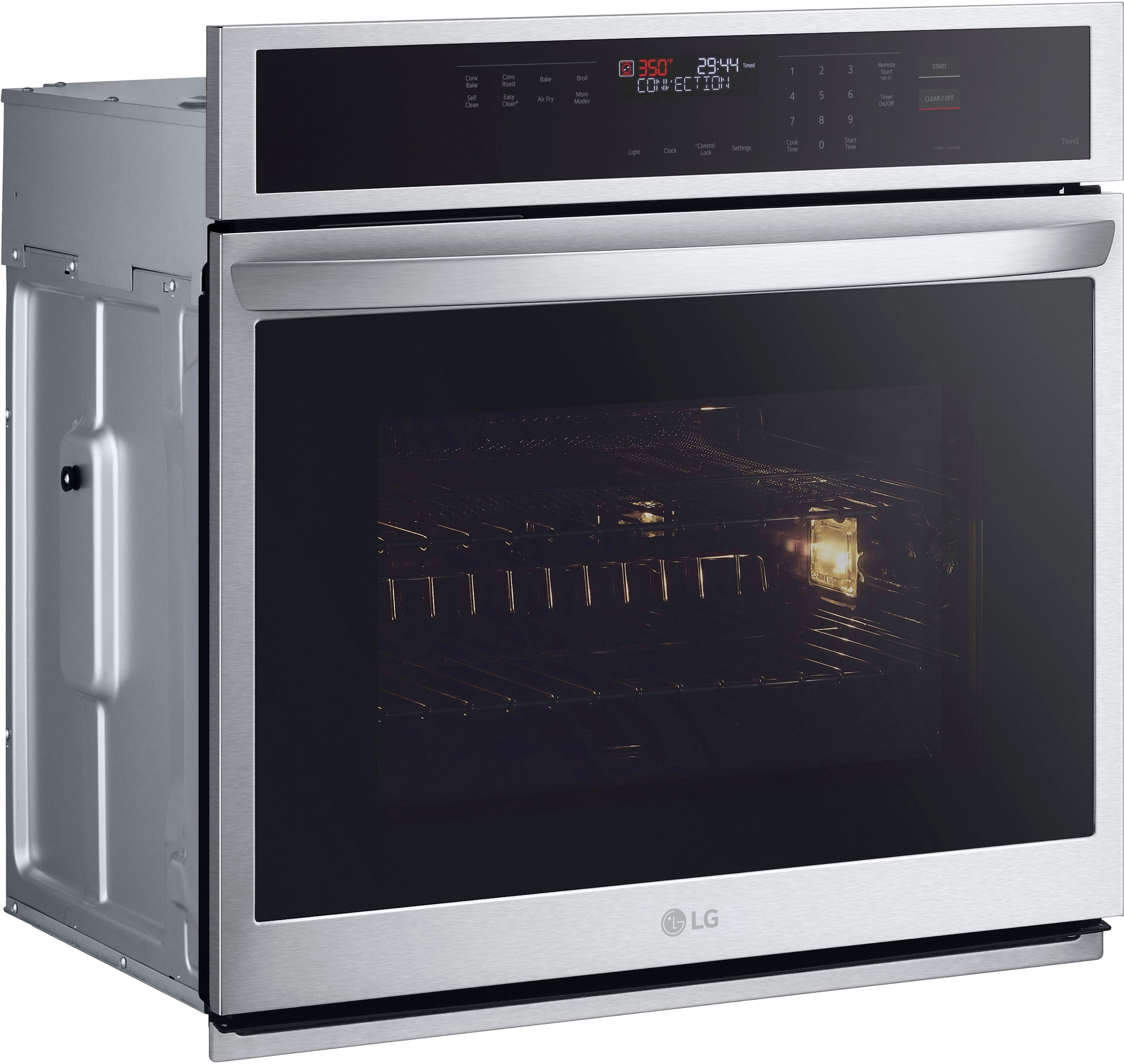 Angle. LG - 30" Smart Built-In Single Electric Convection Wall Oven with Air Fry - Stainless Steel.