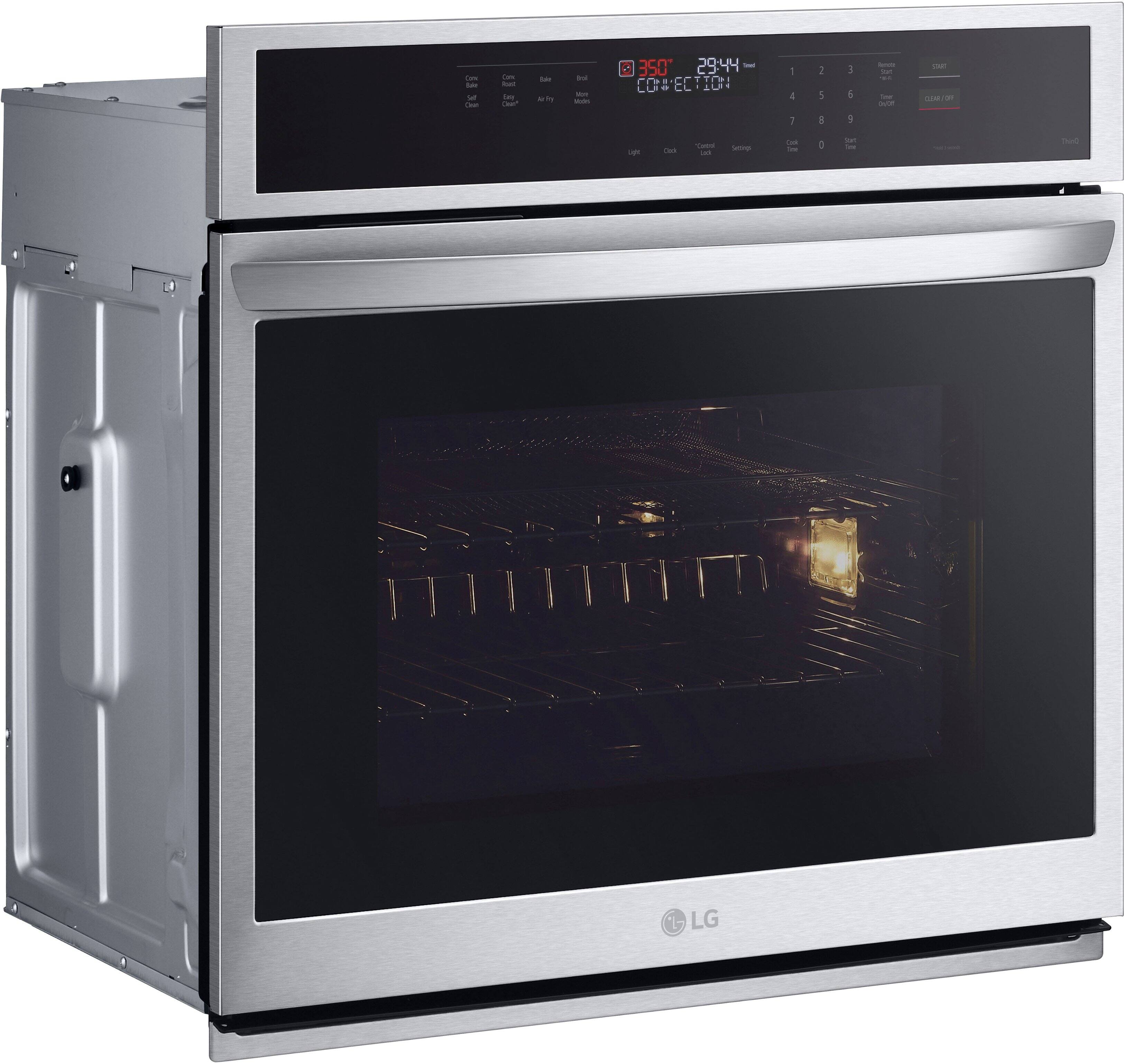 Angle. LG - 30" Smart Built-In Single Electric Convection Wall Oven with Air Fry - Stainless Steel.
