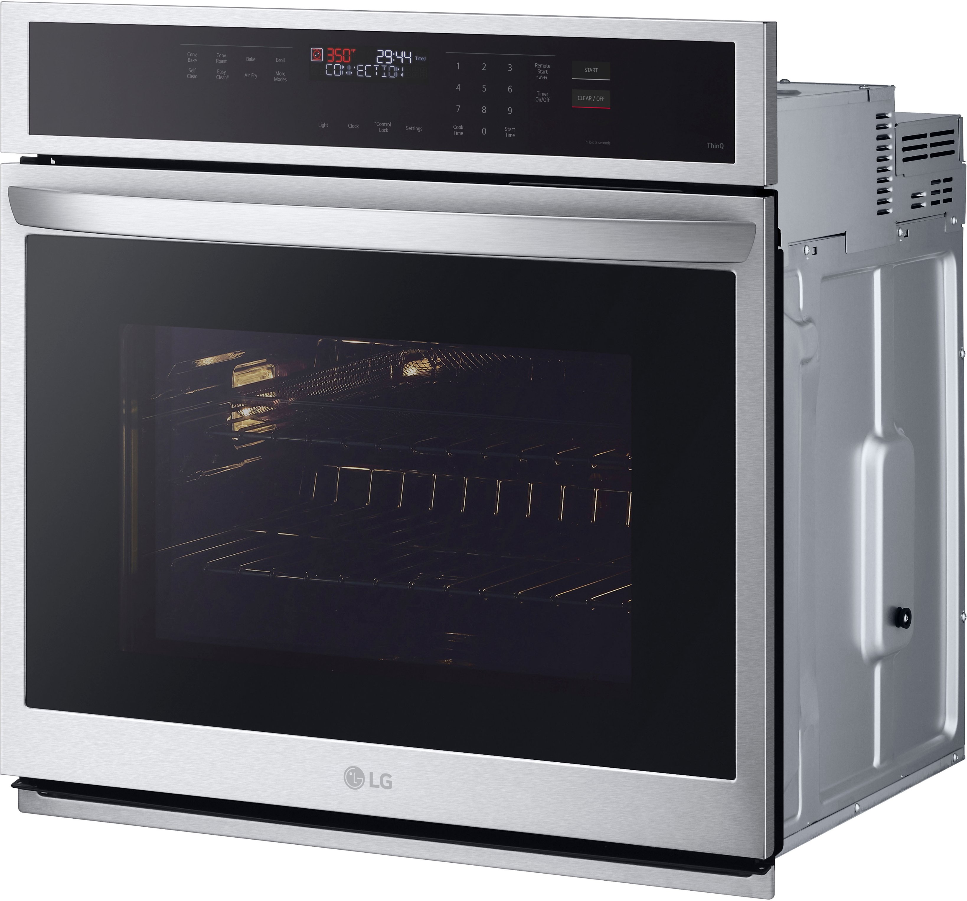 Left View: LG - 30" Smart Built-In Single Electric Convection Wall Oven with Air Fry - Stainless Steel