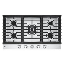 LG - 36" Built-In Smart Gas Cooktop with 5 Burners and EasyClean - Stainless Steel - Front_Zoom
