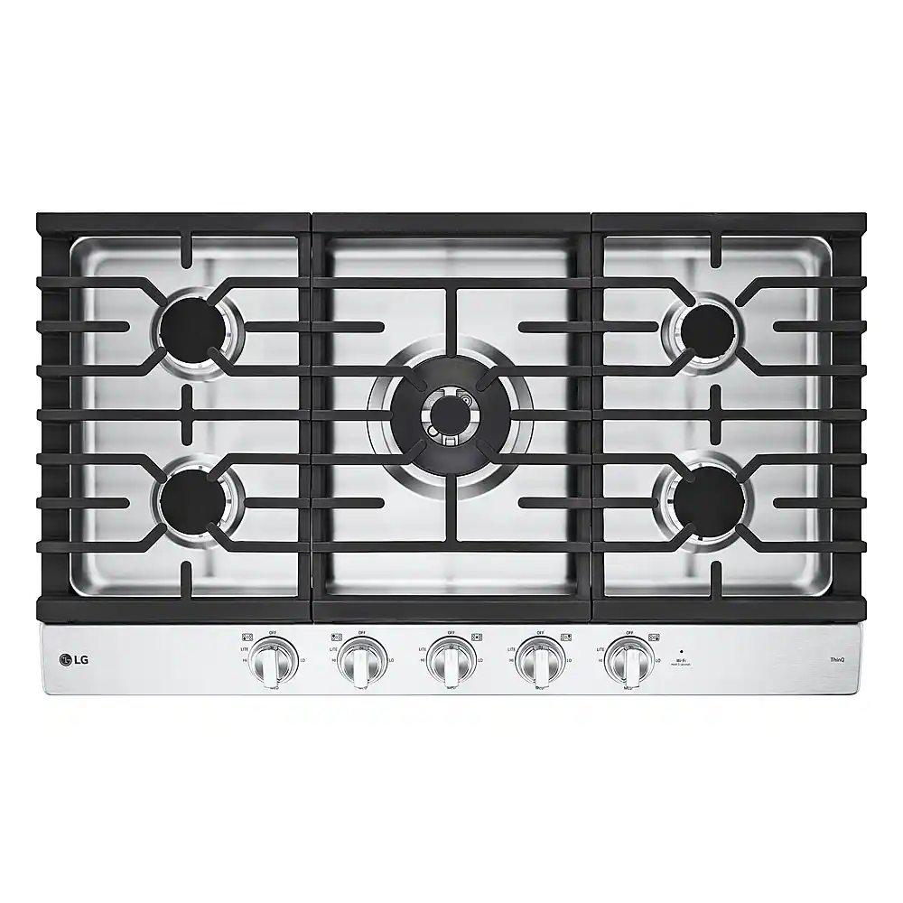 LG - 36" Built-In Smart Gas Cooktop with 5 Burners and EasyClean - Stainless Steel