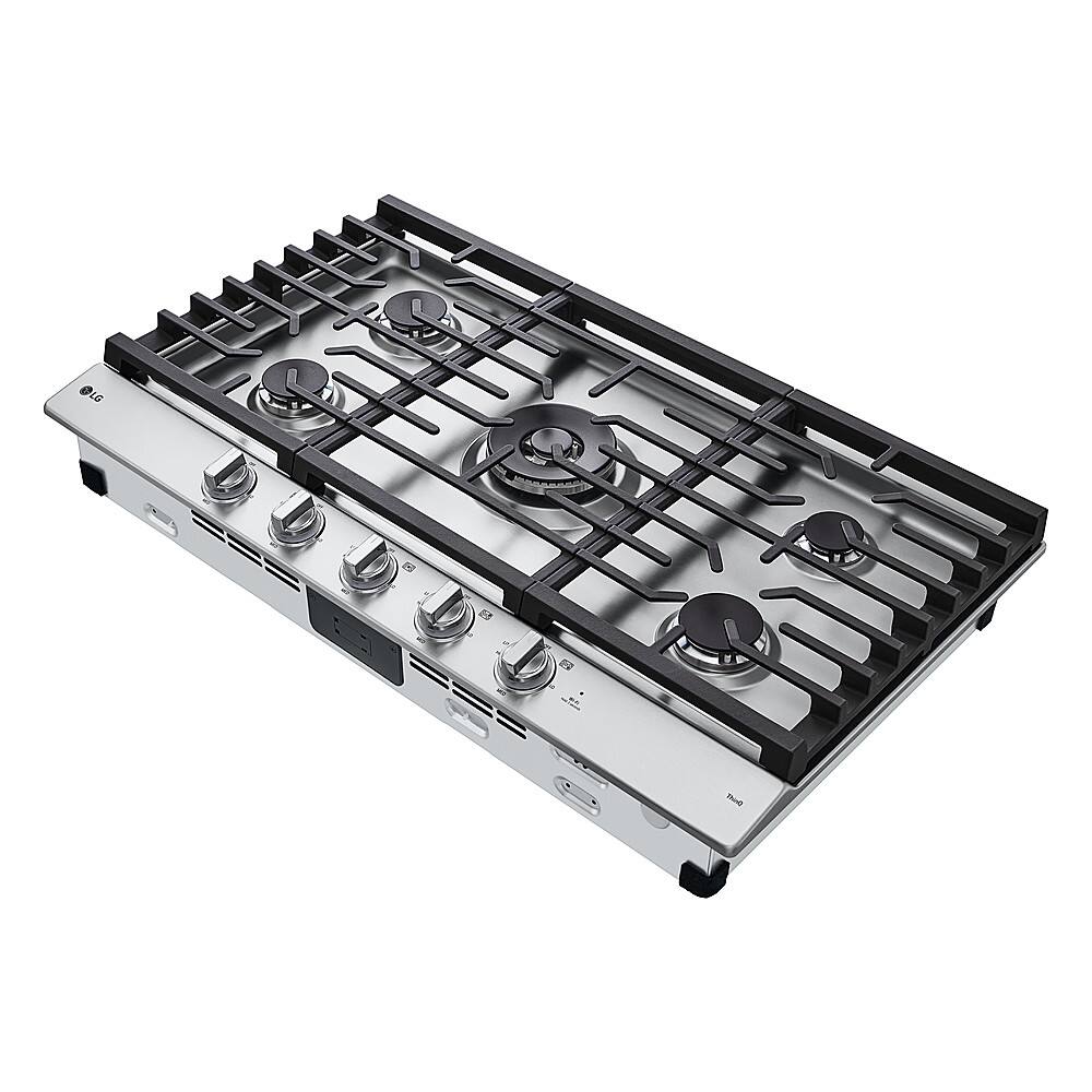 Alt View 11. LG - 36" Built-In Smart Gas Cooktop with 5 Burners and EasyClean - Stainless Steel.