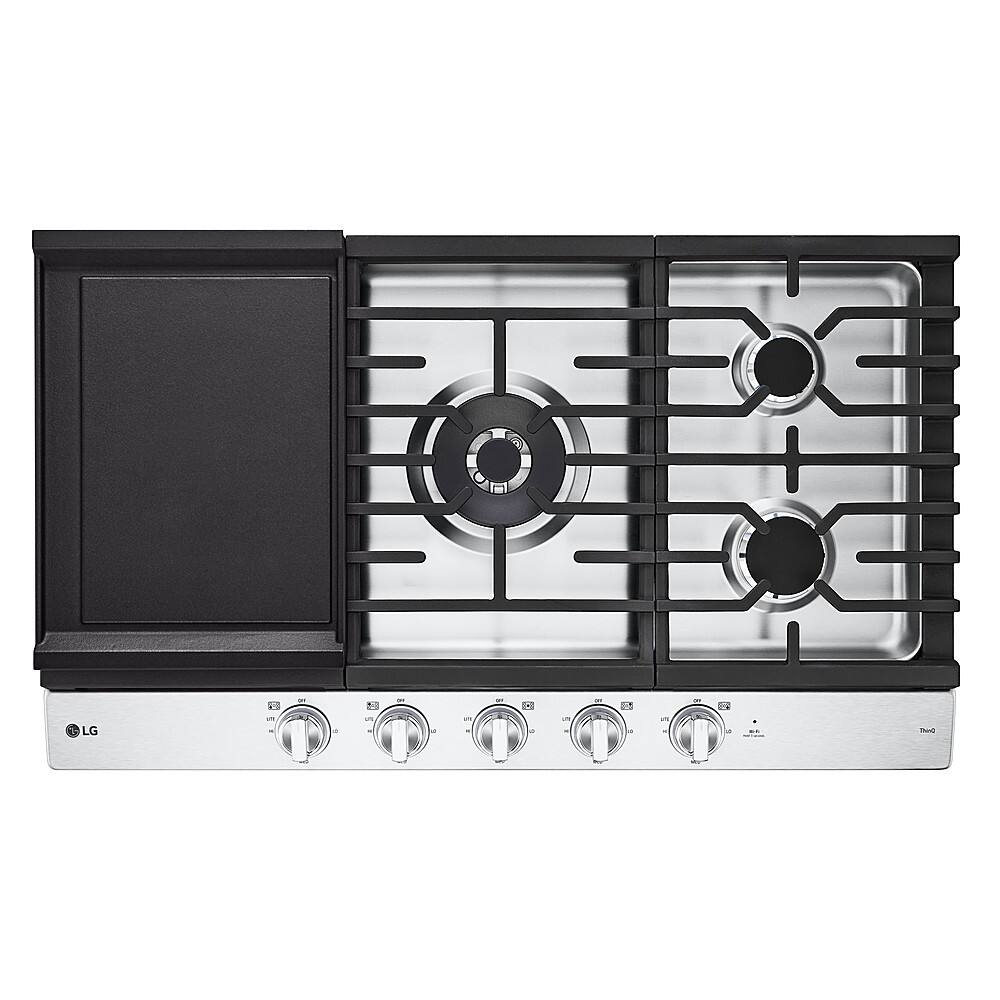 Alt View 14. LG - 36" Built-In Smart Gas Cooktop with 5 Burners and EasyClean - Stainless Steel.