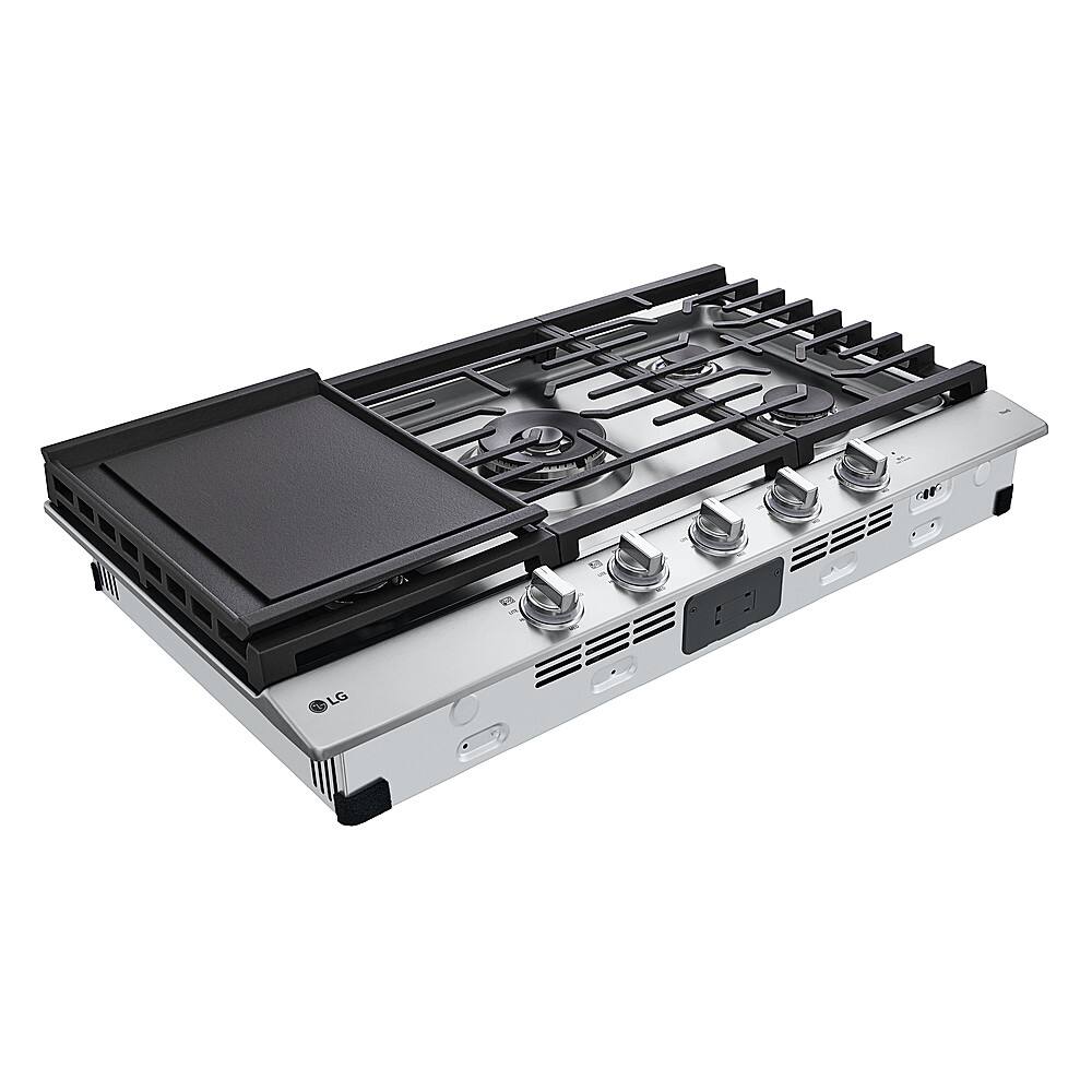 Alt View 15. LG - 36" Built-In Smart Gas Cooktop with 5 Burners and EasyClean - Stainless Steel.