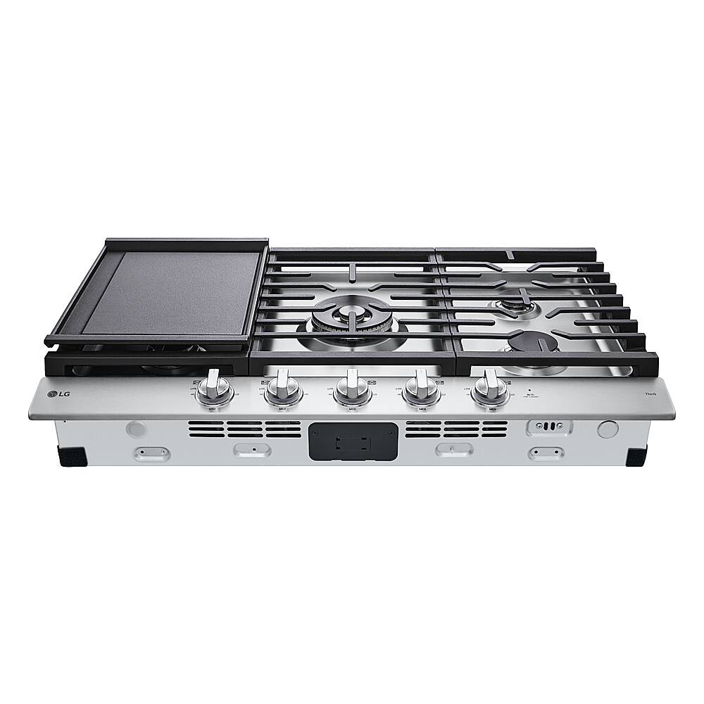 Alt View 16. LG - 36" Built-In Smart Gas Cooktop with 5 Burners and EasyClean - Stainless Steel.
