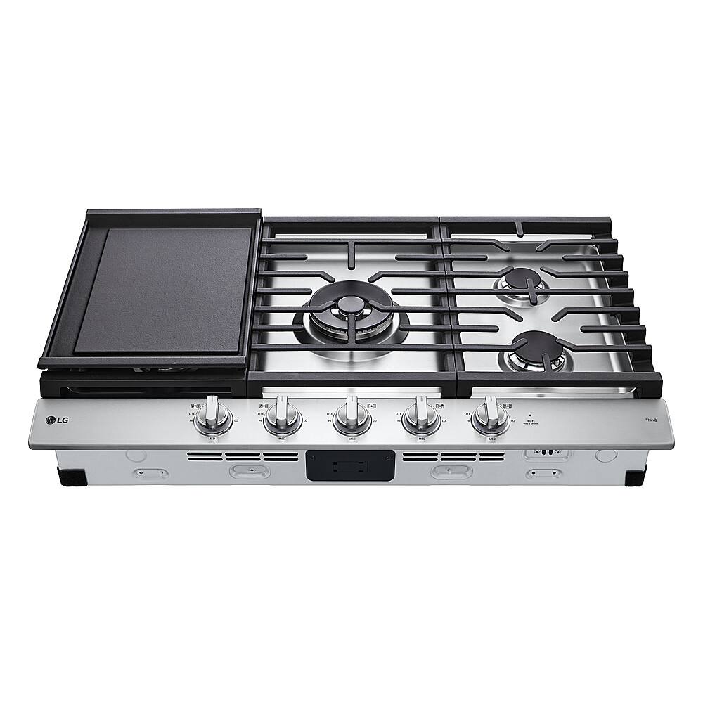 Alt View 17. LG - 36" Built-In Smart Gas Cooktop with 5 Burners and EasyClean - Stainless Steel.
