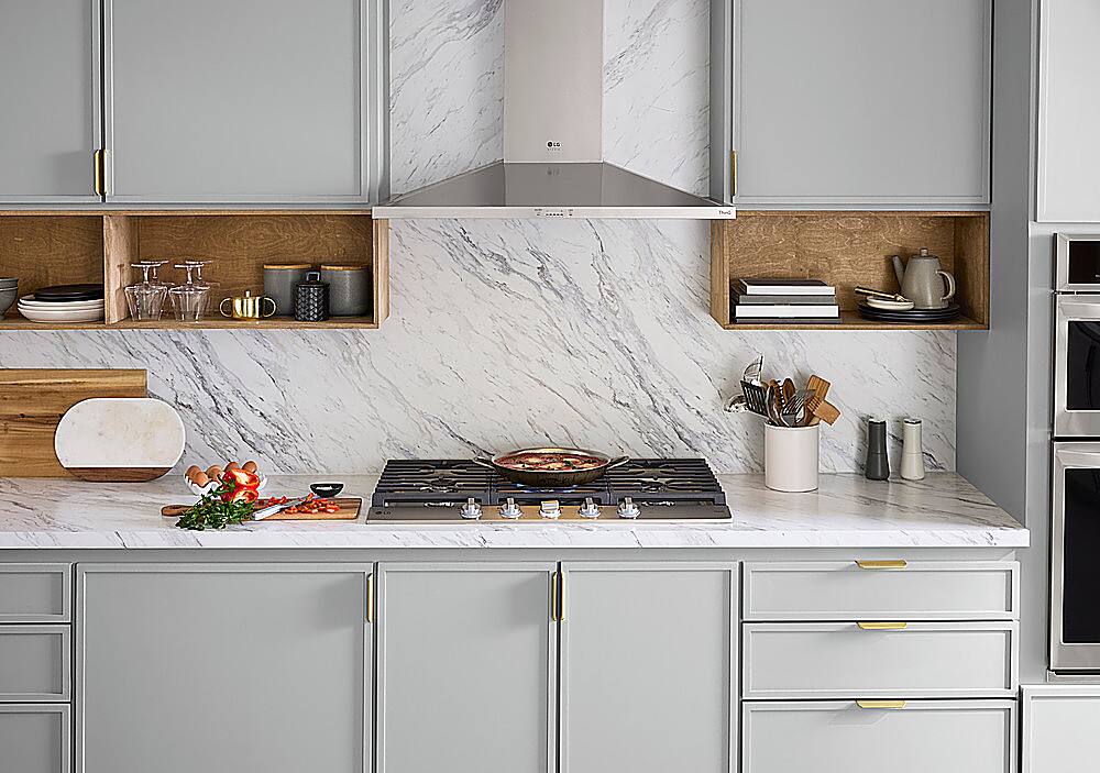 Alt View 24. LG - 36" Built-In Smart Gas Cooktop with 5 Burners and EasyClean - Stainless Steel.