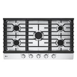 LG - 36" Built-In Gas Cooktop with 5 Burners and EasyClean - Stainless Steel - Front_Zoom