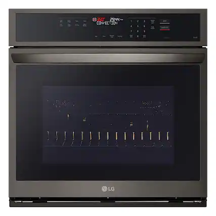 Front. LG - 30" Smart Built-In Single Electric Convection Wall Oven with Air Fry - Black Stainless Steel.