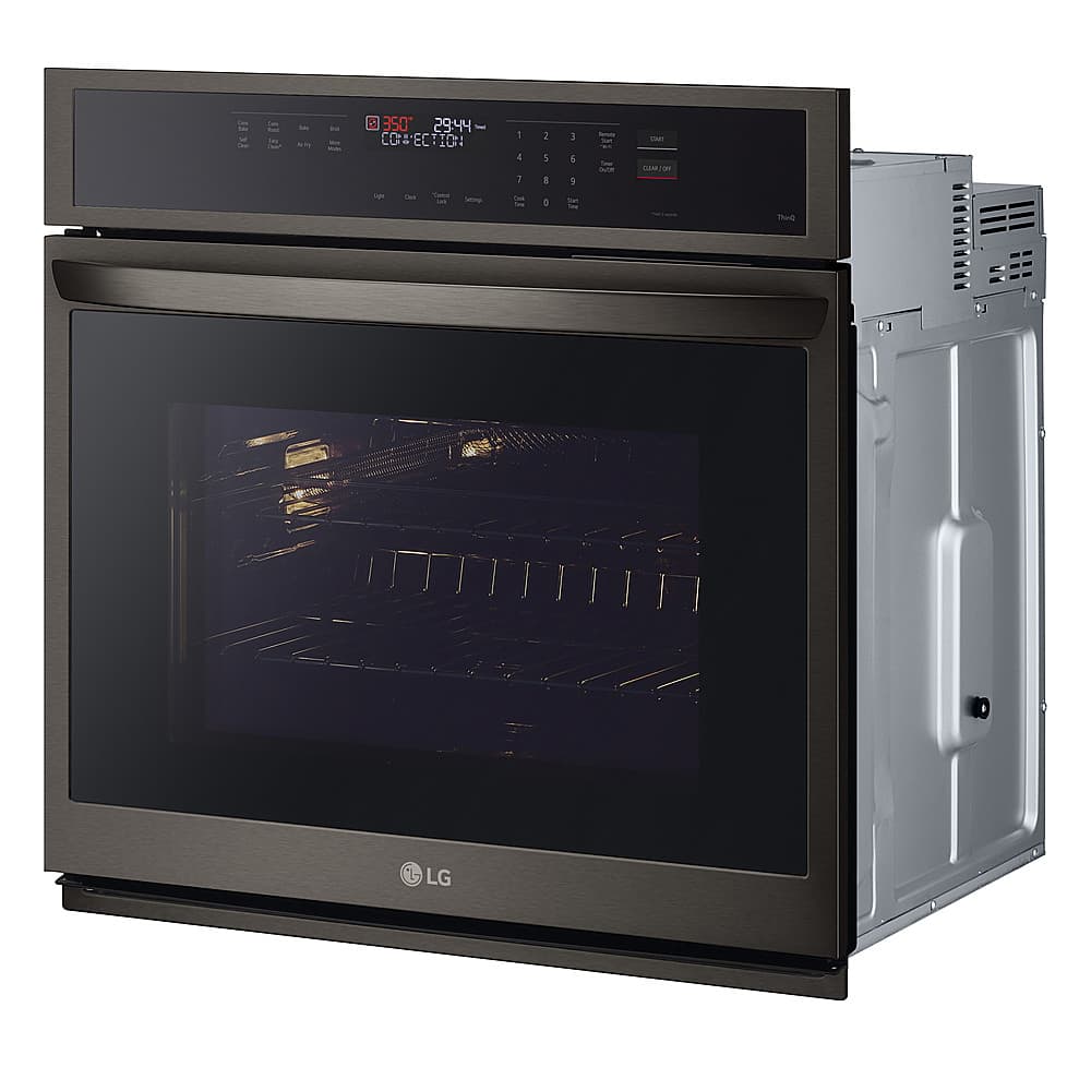 Left. LG - 30" Smart Built-In Single Electric Convection Wall Oven with Air Fry - Black Stainless Steel.