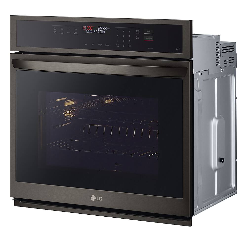 Left. LG - 30" Smart Built-In Single Electric Convection Wall Oven with Air Fry - Black Stainless Steel.