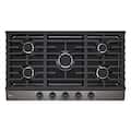 LG - 36-in Wide Built-In Gas Cooktop with 5 Burners and EasyClean - Black Stainless Steel