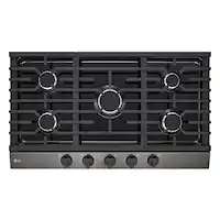 LG - 36" Built-In Gas Cooktop with 5 Burners and EasyClean - Black Stainless Steel - Front_Zoom