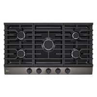 LG - 36" Built-In Gas Cooktop with 5 Burners and EasyClean - Black Stainless Steel - Front_Zoom