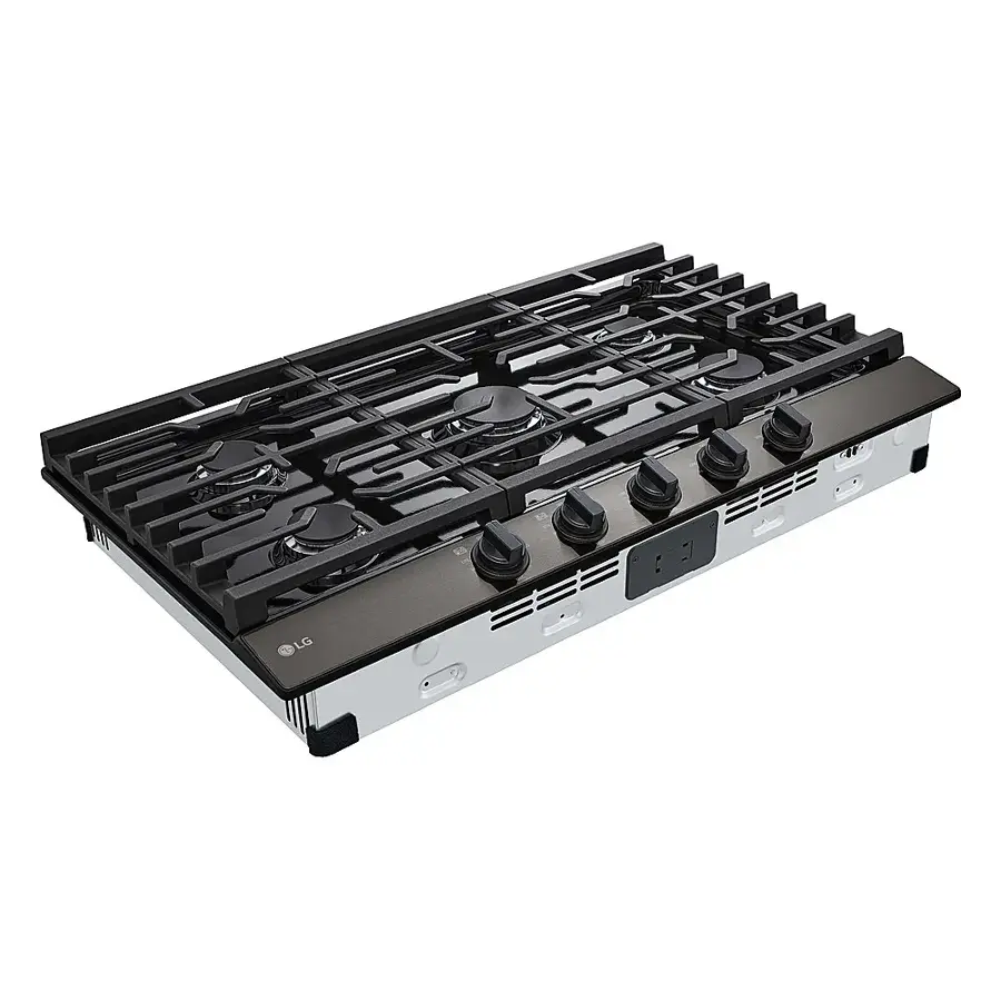 Alt View 13. LG - 36" Built-In Gas Cooktop with 5 Burners and EasyClean - Black Stainless Steel.
