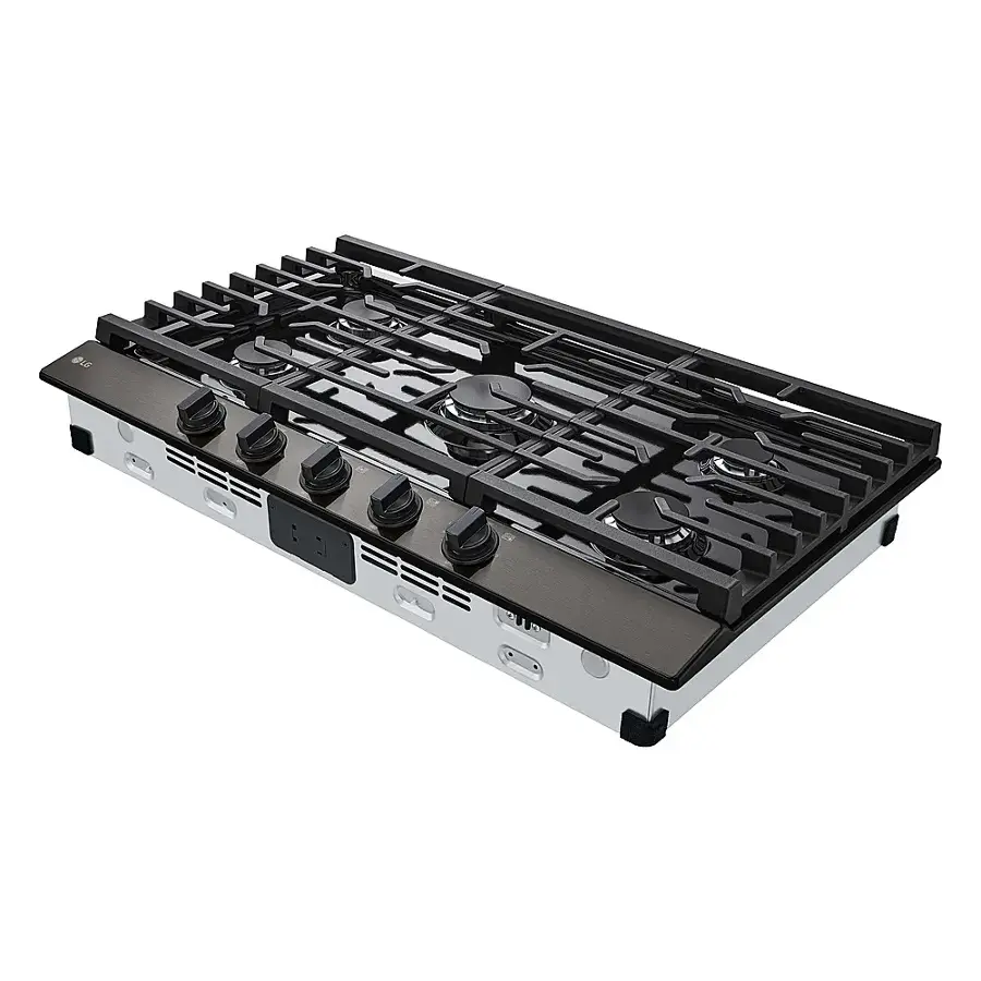 Alt View 15. LG - 36" Built-In Gas Cooktop with 5 Burners and EasyClean - Black Stainless Steel.