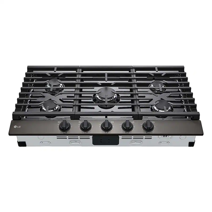 36 Cooktop LG 36 in Wide Built In Gas Cooktop with 5 Burners and EasyClean Black ...