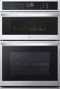 Front. LG - 30" Built-In Electric Convection Combination Wall Oven with Microwave and Steam Sous Vide - Printproof Stainless Steel.
