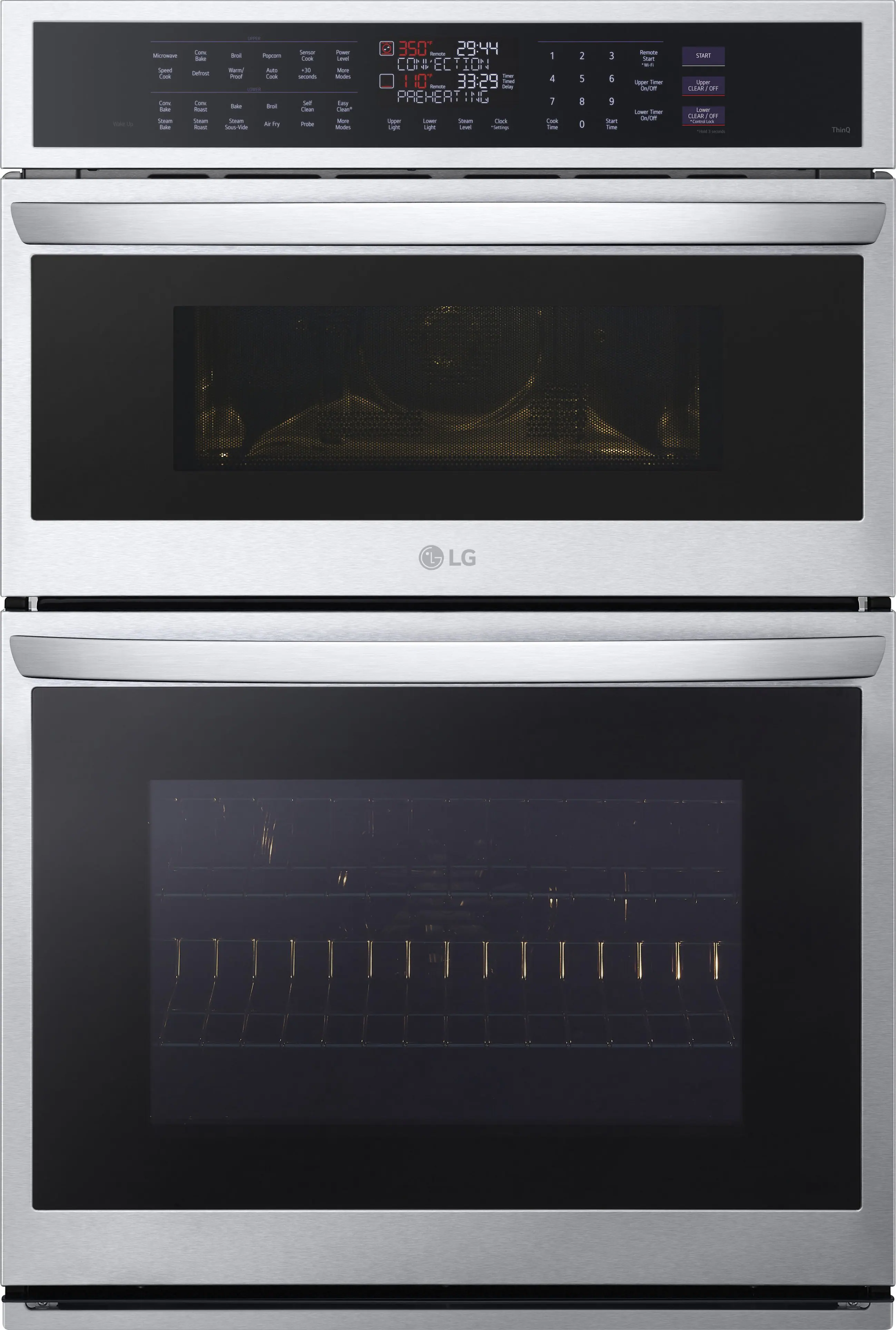 Front. LG - 30" Built-In Electric Convection Combination Wall Oven with Microwave and Steam Sous Vide - Printproof Stainless Steel.