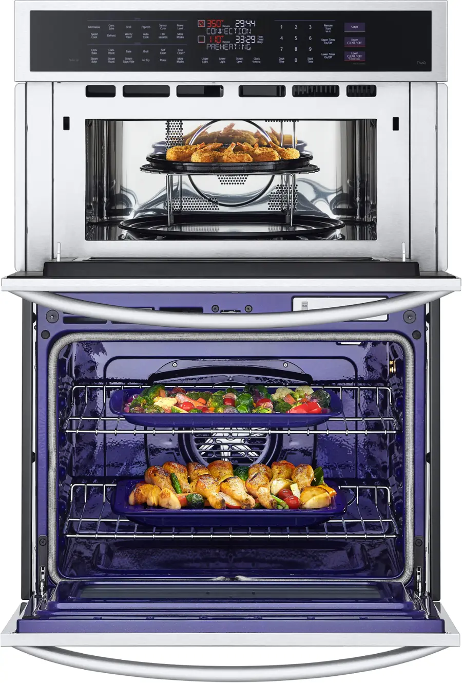 Alt View 12. LG - 30" Built-In Electric Convection Combination Wall Oven with Microwave and Steam Sous Vide - Printproof Stainless Steel.