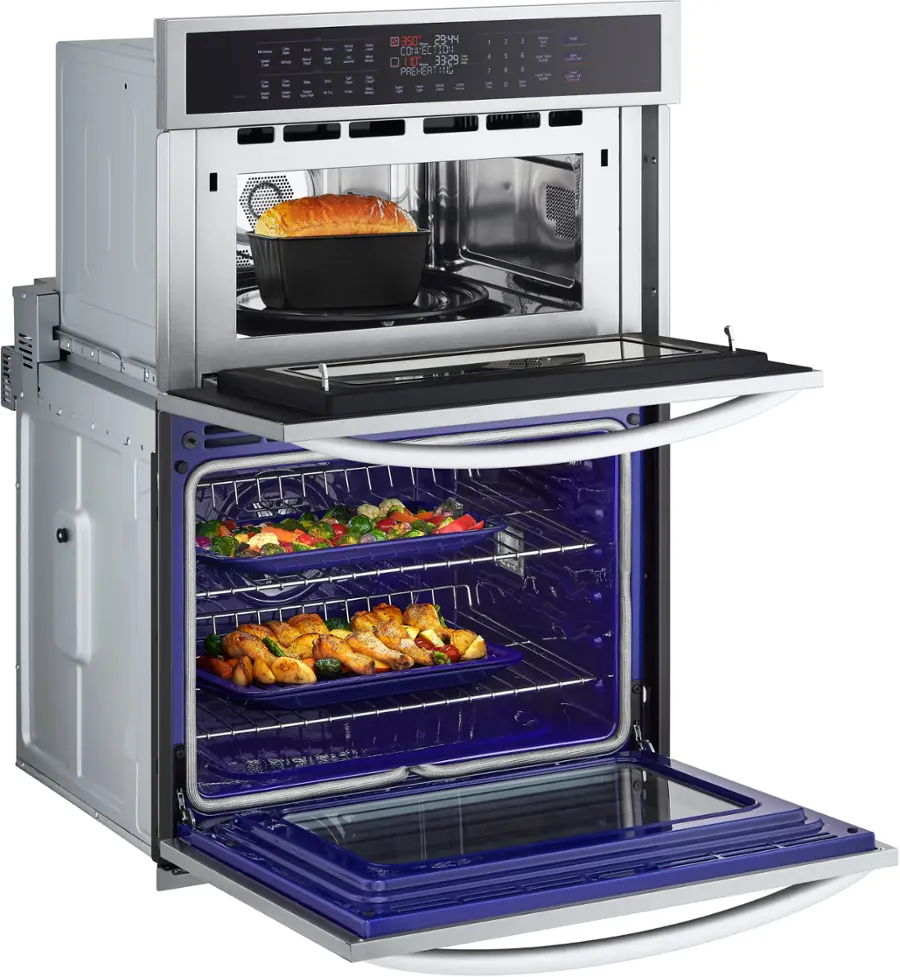 Alt View 15. LG - 30" Built-In Electric Convection Combination Wall Oven with Microwave and Steam Sous Vide - Printproof Stainless Steel.