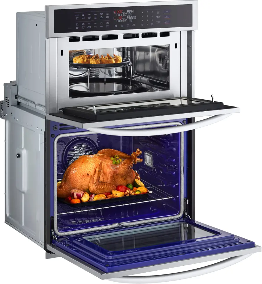 Alt View 16. LG - 30" Built-In Electric Convection Combination Wall Oven with Microwave and Steam Sous Vide - Printproof Stainless Steel.