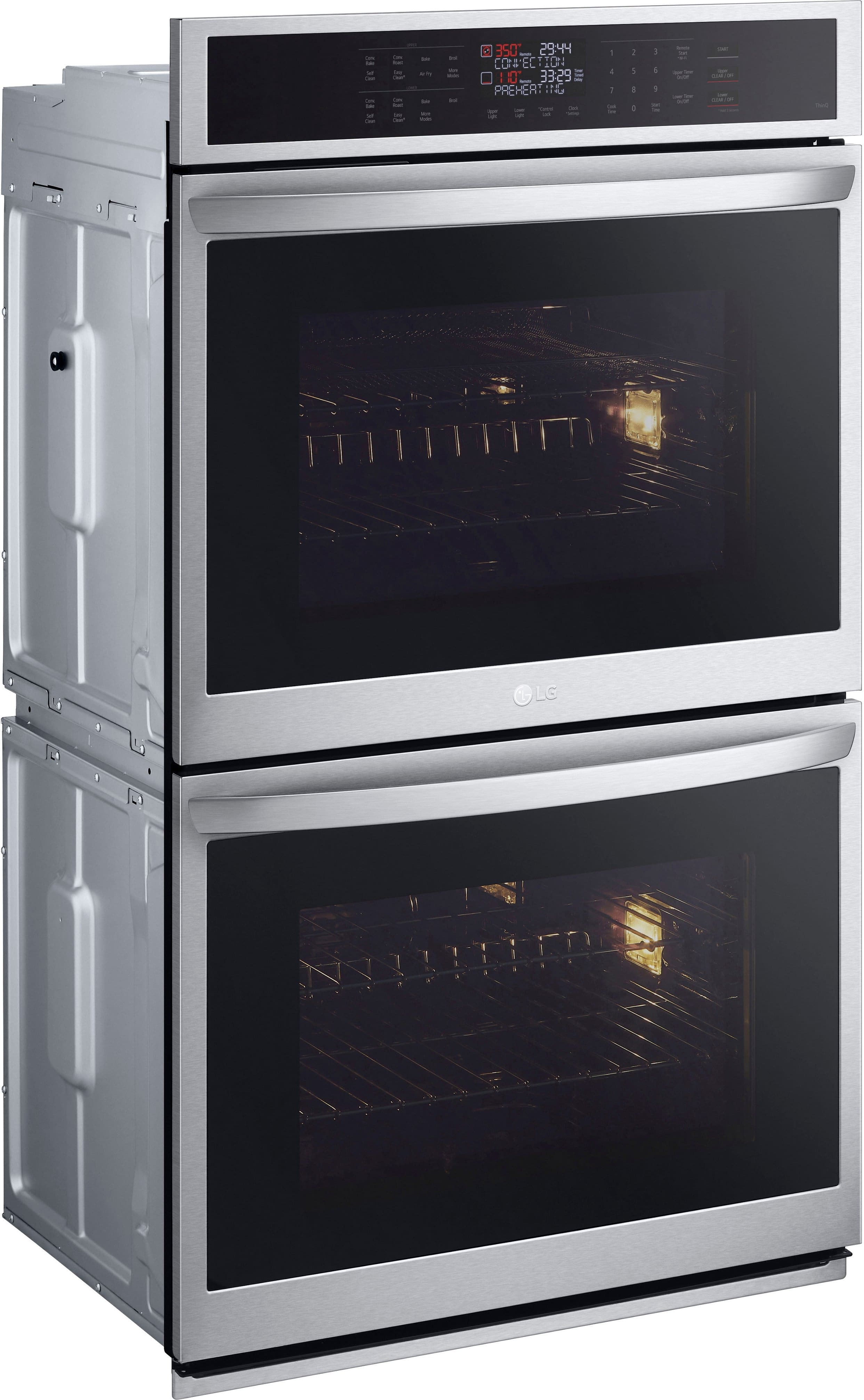 Angle. LG - 30" Smart Built-In Electric Convection Double Wall Oven with Air Fry - Stainless Steel.