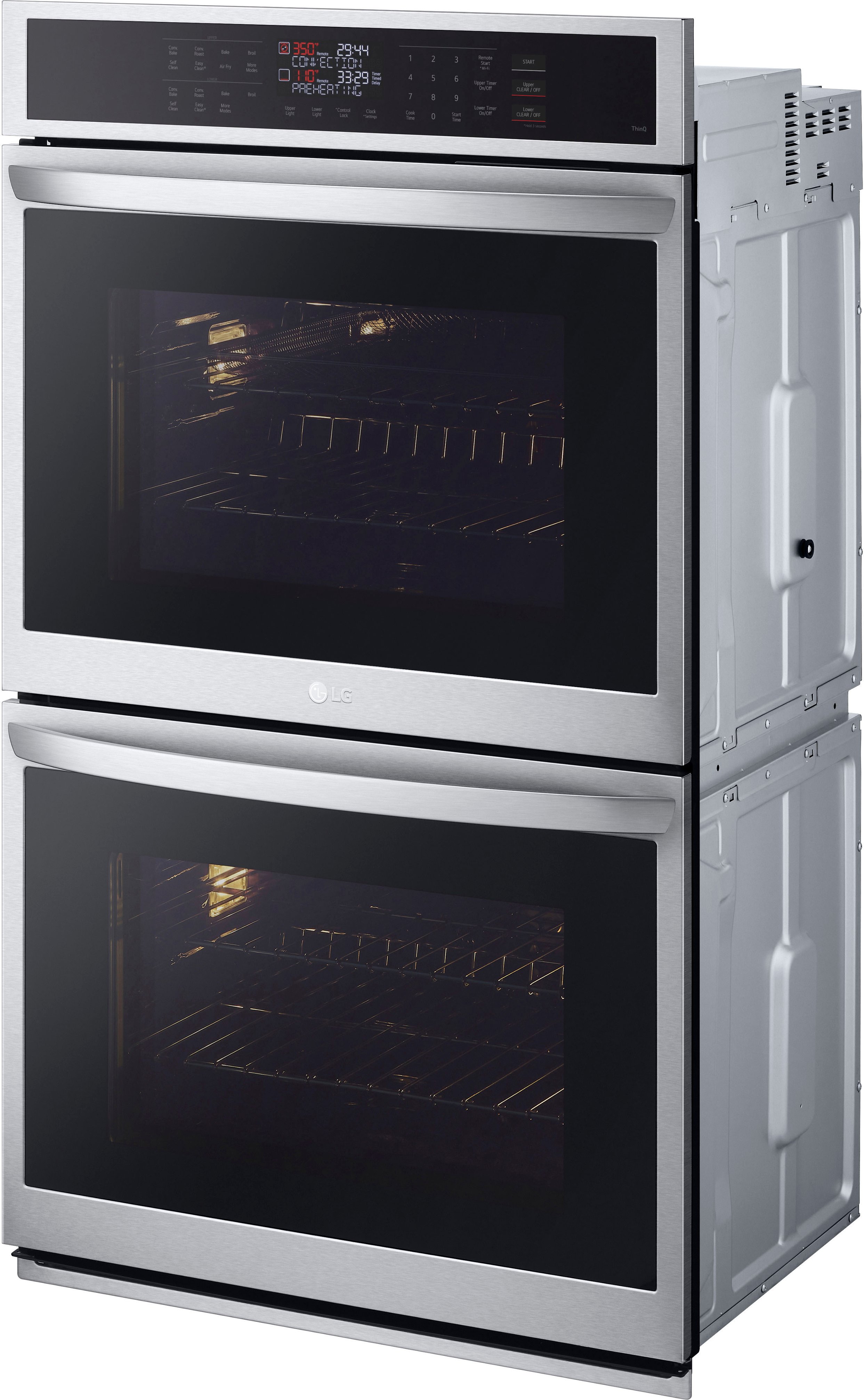 Left View: GE - 30" Built-In Double Electric Convection Wall Oven - Black