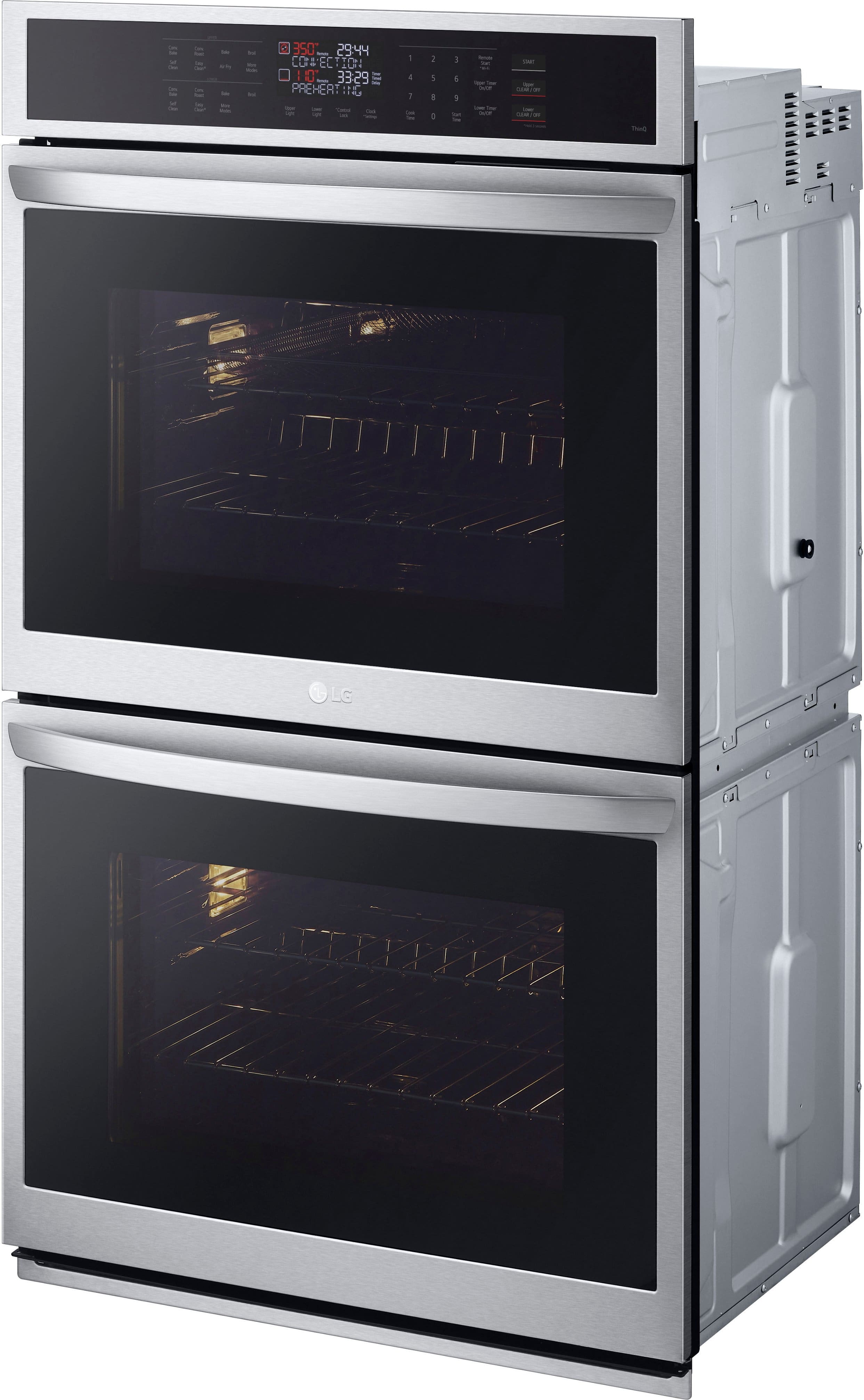 Left. LG - 30" Smart Built-In Electric Convection Double Wall Oven with Air Fry - Stainless Steel.