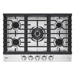 LG - 30" Built-In Smart Gas Cooktop with 5 Burners and EasyClean - Stainless Steel - Front_Zoom