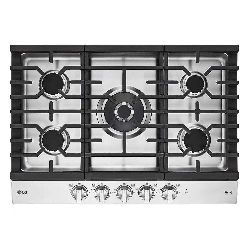 LG - 30" Built-In Smart Gas Cooktop with 5 Burners and EasyClean - Stainless Steel