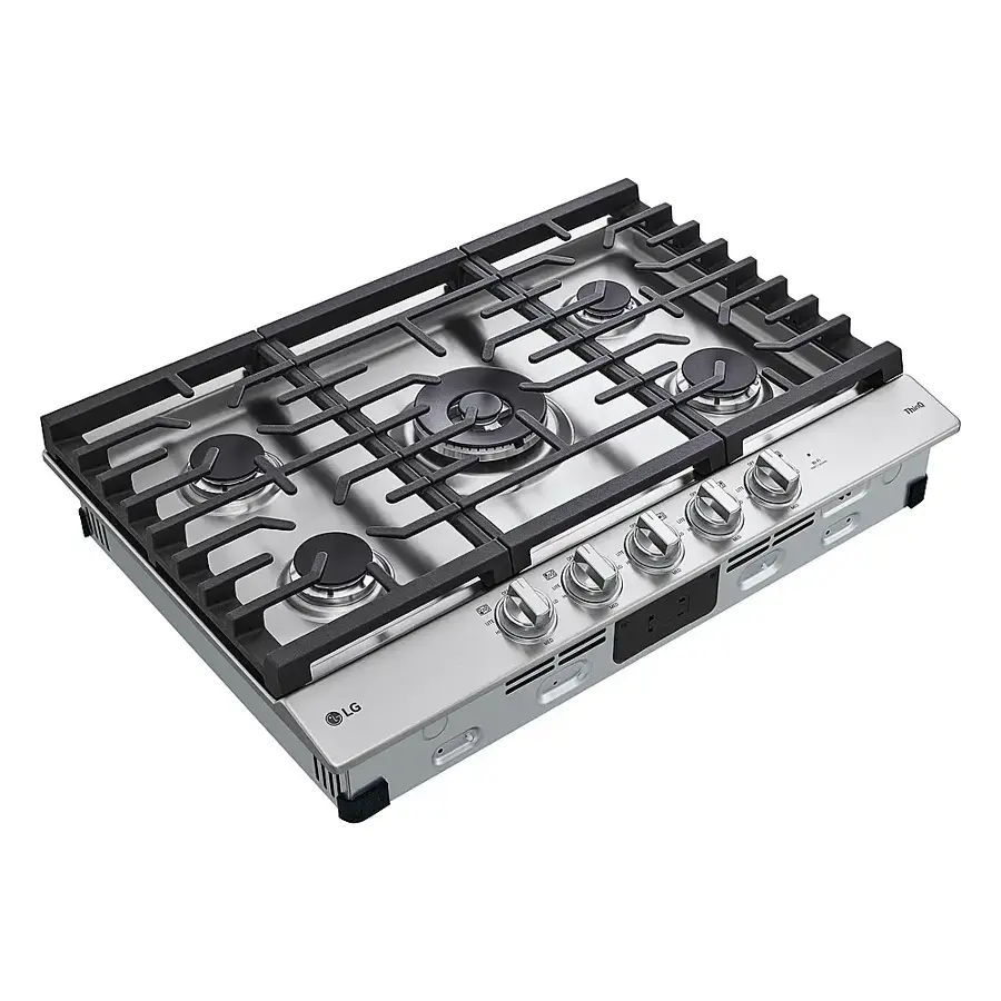 Alt View 12. LG - 30" Built-In Smart Gas Cooktop with 5 Burners and EasyClean - Stainless Steel.